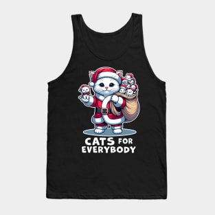 Cats For Everybody, Cat Santa Carries Cute Gift Kittens for everybody for Christmas, funny graphic tshirt for Cat Lovers Tank Top